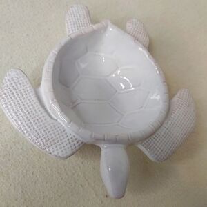 Turtle‎ Mud Pie  White Glazed Terra Cotta Ceramic Mini Dip Bowl Jewelry Holder
